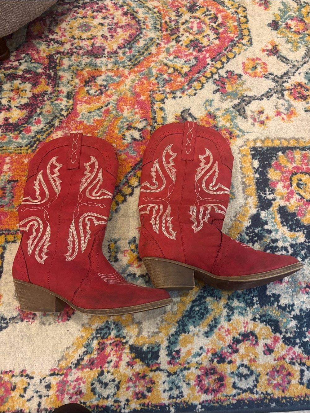 True Craft Red Western Heeled Boots